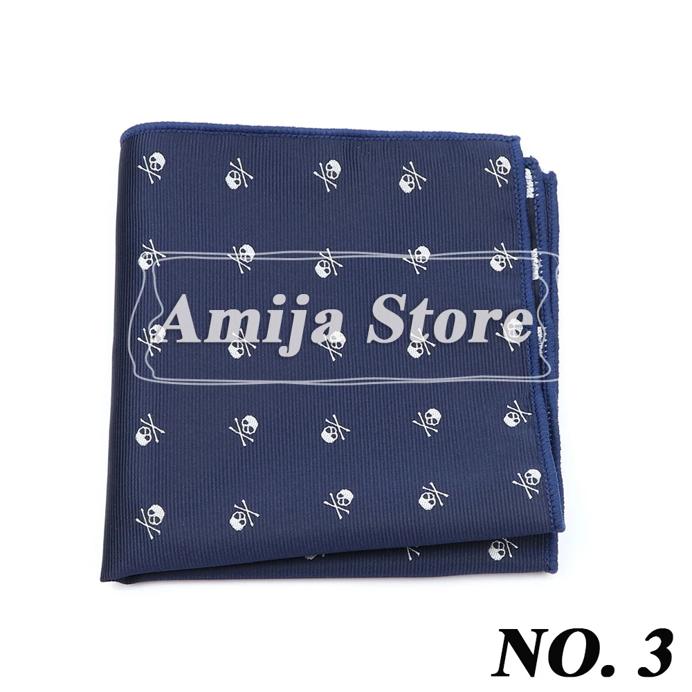 New Design 26*26CM Hankerchief Men's Pocket Square Blue Red Black Skull Hanky Suit Men's Business Wedding Party Chest Towel Snot