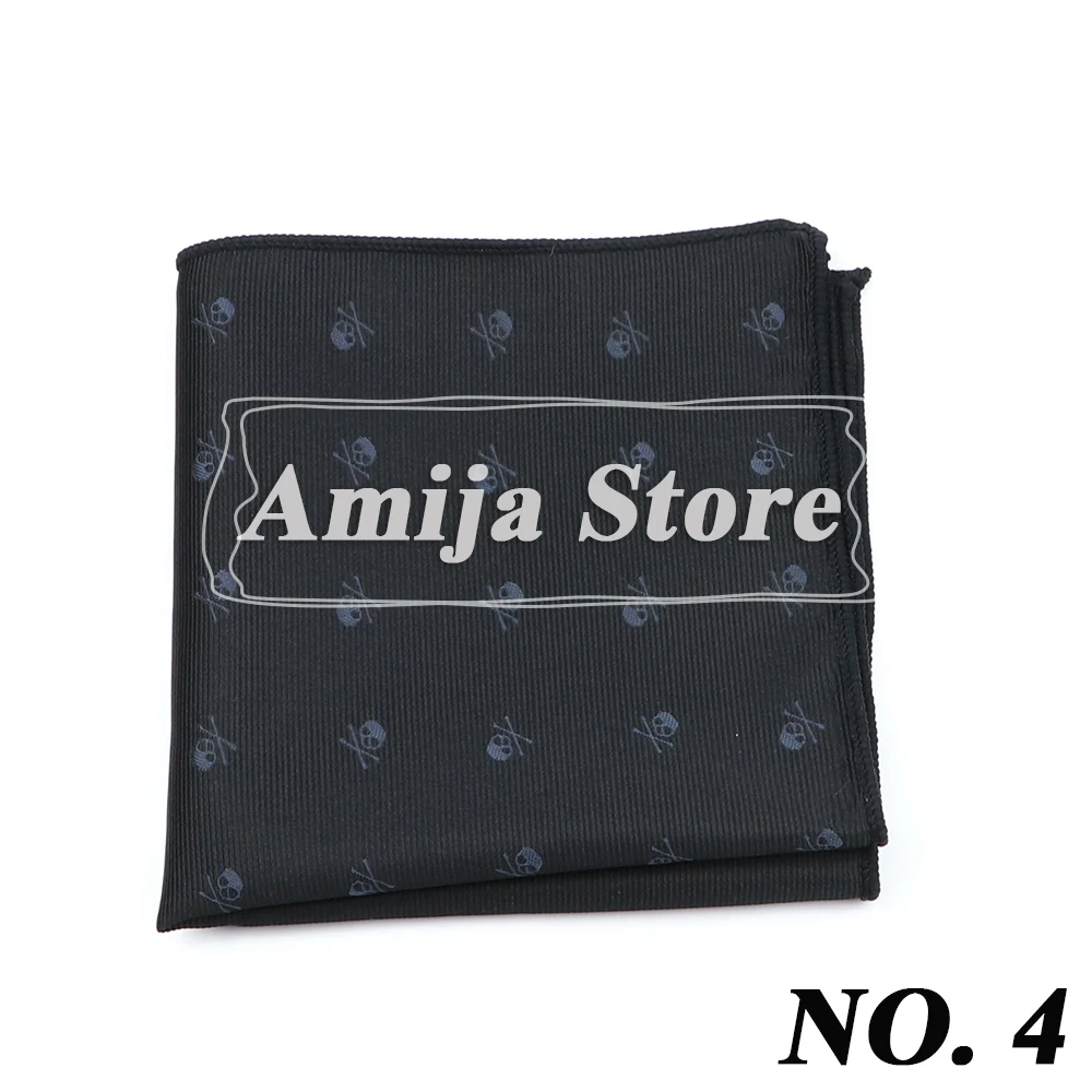 New Design 26*26CM Hankerchief Men's Pocket Square Blue Red Black Skull Hanky Suit Men's Business Wedding Party Chest Towel Snot
