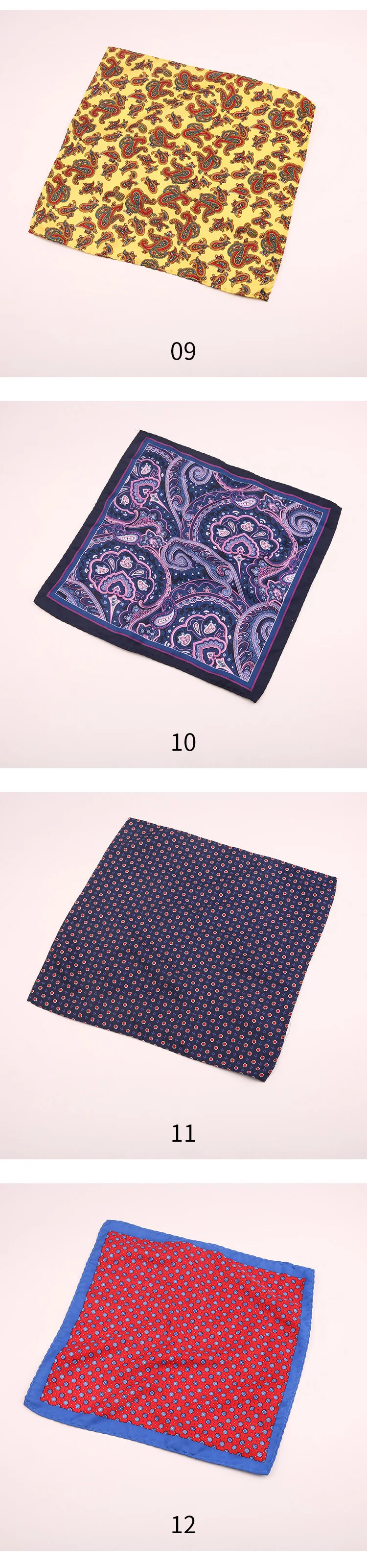 28CM Vintage Floral Handkerchief Men Suit Formal Pocket Square Silk Paisley Hanky Ladies Travel Wristband Bag Accessories Scarf