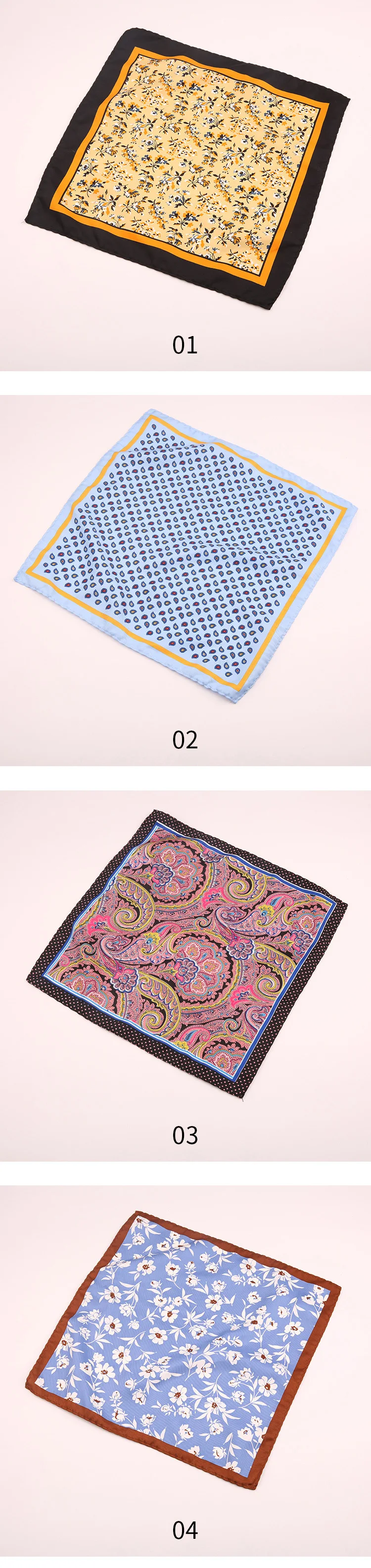 28CM Vintage Floral Handkerchief Men Suit Formal Pocket Square Silk Paisley Hanky Ladies Travel Wristband Bag Accessories Scarf