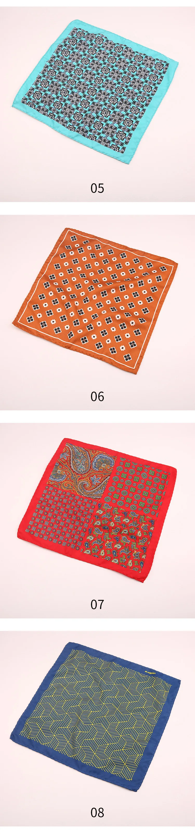 28CM Vintage Floral Handkerchief Men Suit Formal Pocket Square Silk Paisley Hanky Ladies Travel Wristband Bag Accessories Scarf