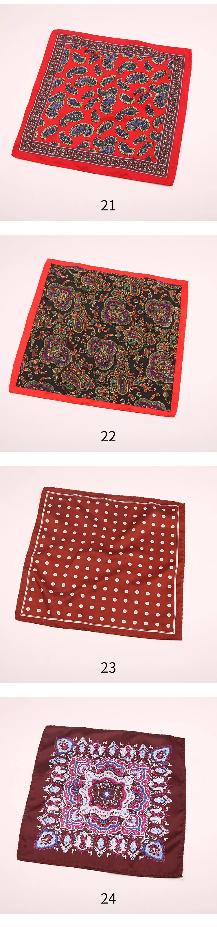 28CM Vintage Floral Handkerchief Men Suit Formal Pocket Square Silk Paisley Hanky Ladies Travel Wristband Bag Accessories Scarf