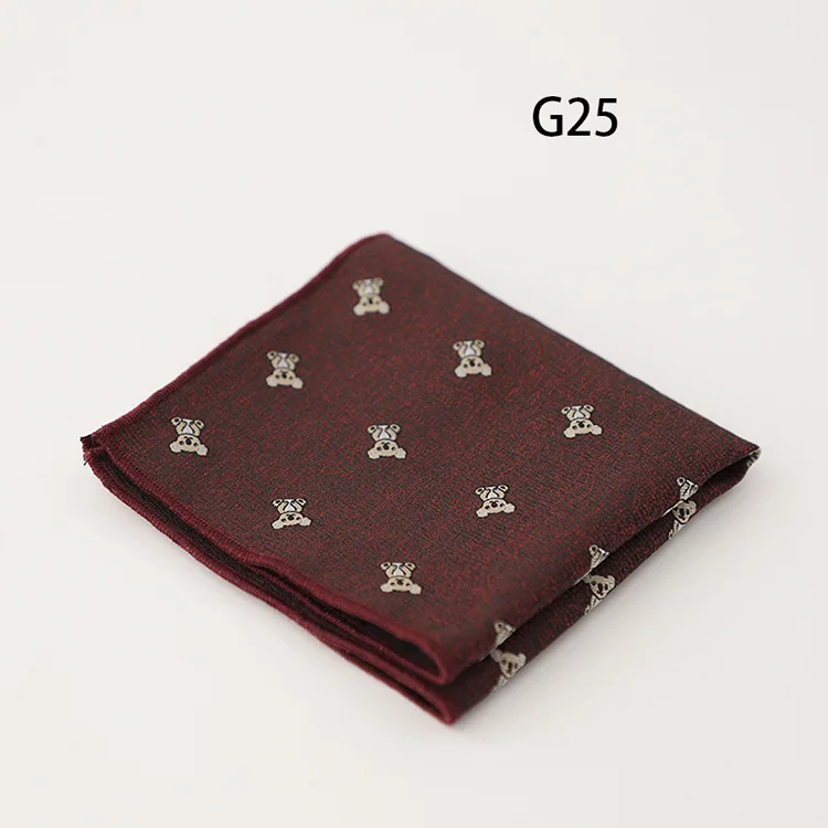 24cm Cartoon Animal Pocket Square Business Formal Men's Suit Handkerchief Floral Chest Towel Wedding Party Tuxedo Cravat Hanky
