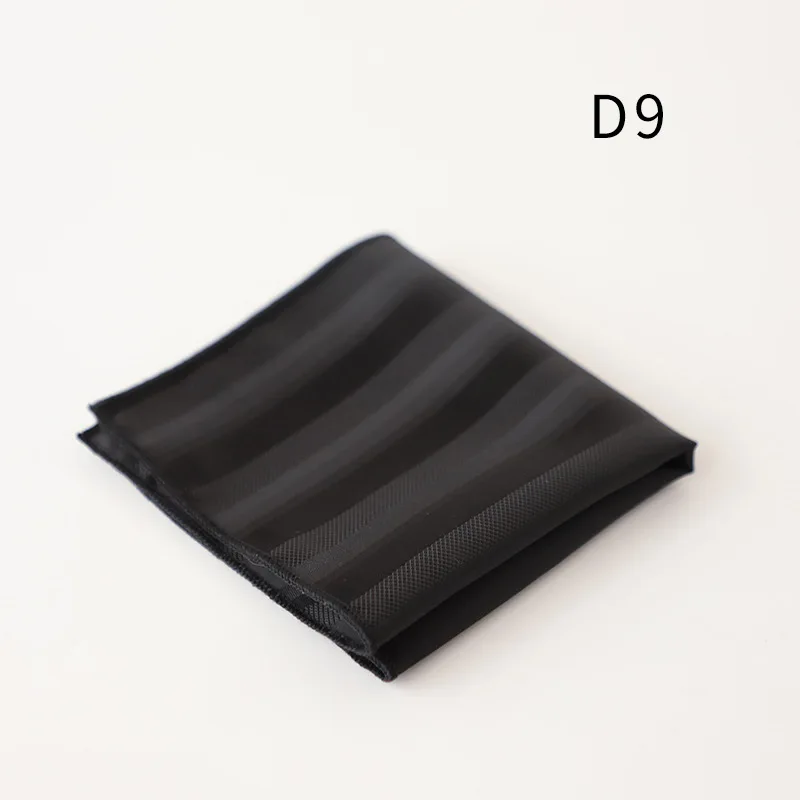Gentleman 22cm Black Pocket Square For Men Business Formal Handkerchief British Polyester Paisley Dots Hanky Suit Scarf Chest