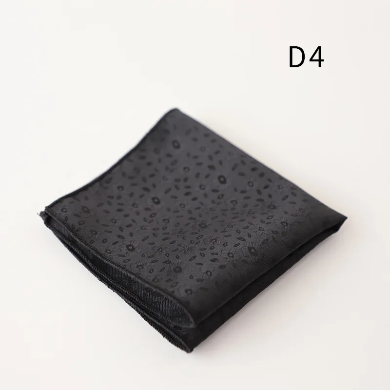 Gentleman 22cm Black Pocket Square For Men Business Formal Handkerchief British Polyester Paisley Dots Hanky Suit Scarf Chest