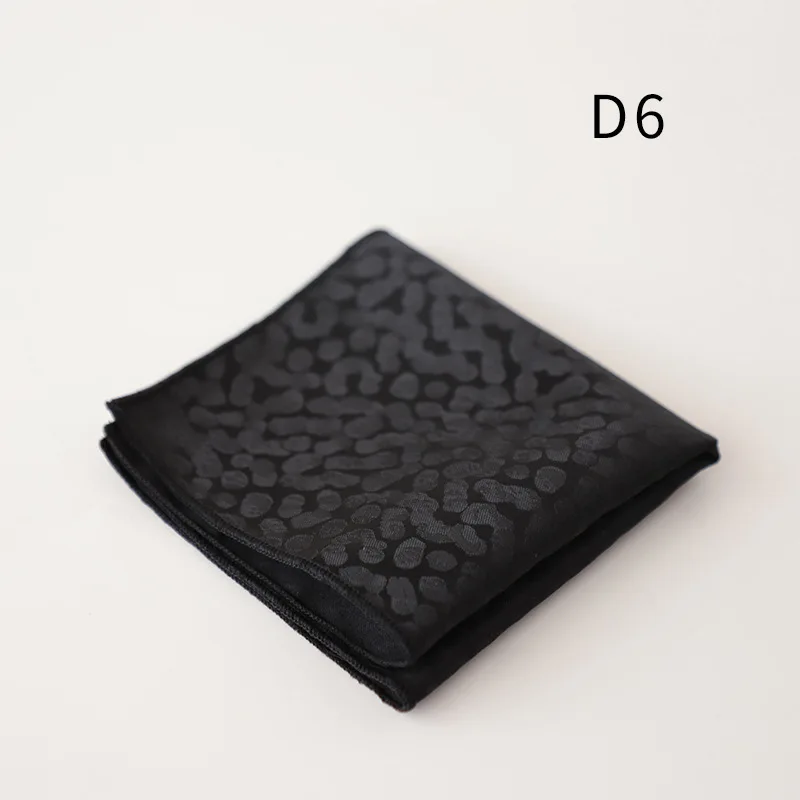 Gentleman 22cm Black Pocket Square For Men Business Formal Handkerchief British Polyester Paisley Dots Hanky Suit Scarf Chest