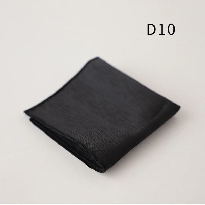 Gentleman 22cm Black Pocket Square For Men Business Formal Handkerchief British Polyester Paisley Dots Hanky Suit Scarf Chest