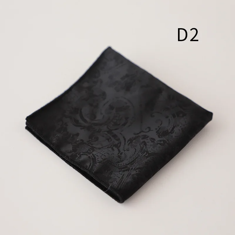 Gentleman 22cm Black Pocket Square For Men Business Formal Handkerchief British Polyester Paisley Dots Hanky Suit Scarf Chest