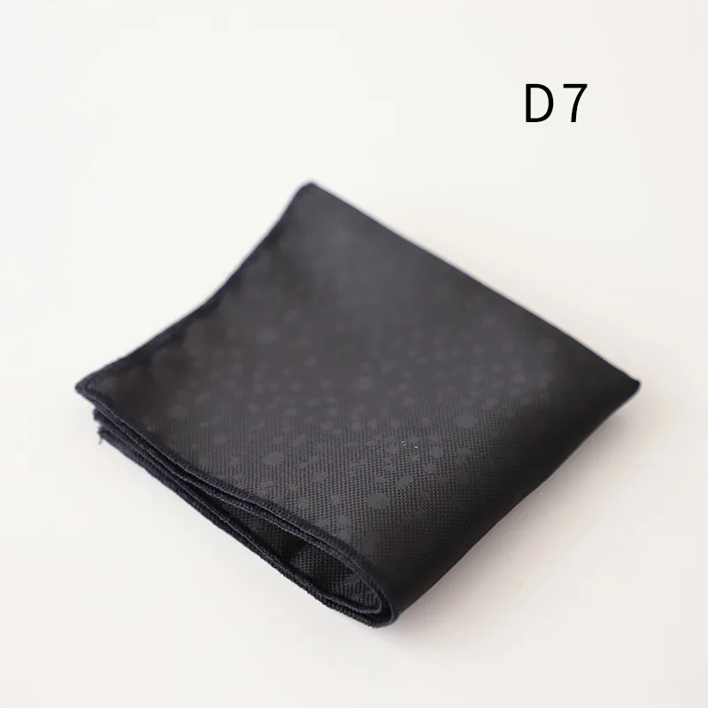 Gentleman 22cm Black Pocket Square For Men Business Formal Handkerchief British Polyester Paisley Dots Hanky Suit Scarf Chest