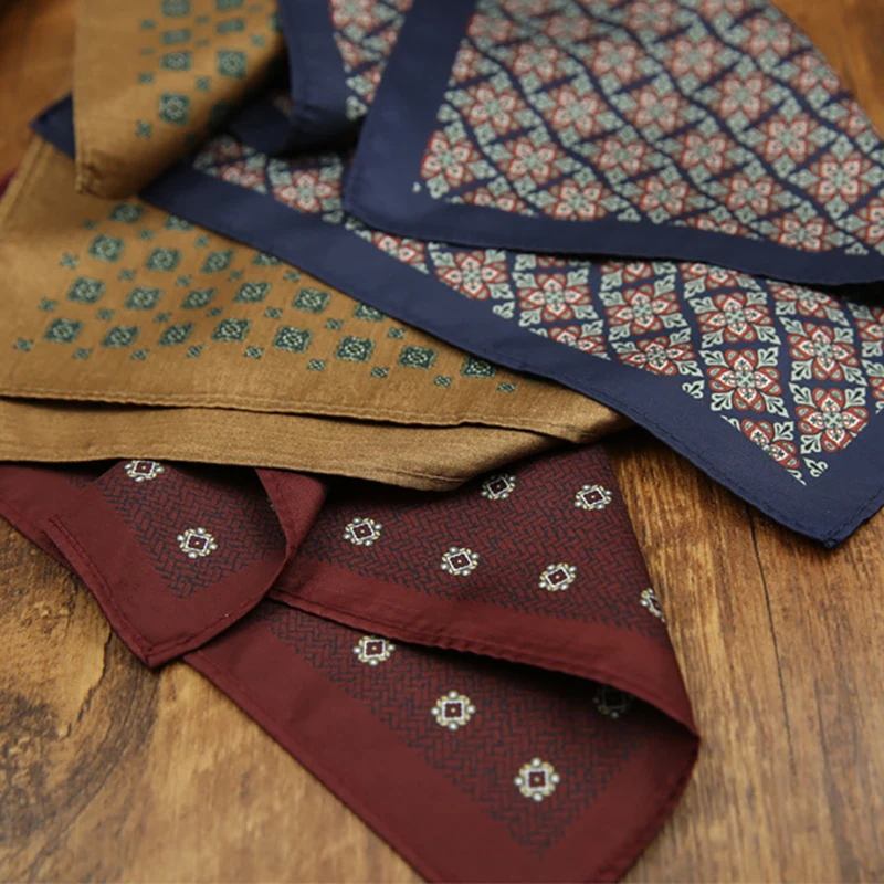 French New Oversized 27cm Mens Red Pocket Square Floral Paisley Print Handkerchief Wedding Party Tuxedo Accessories Groom Hanky