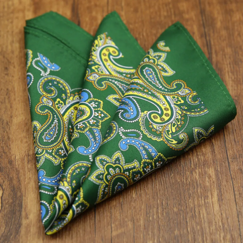 French New Oversized 27cm Mens Red Pocket Square Floral Paisley Print Handkerchief Wedding Party Tuxedo Accessories Groom Hanky