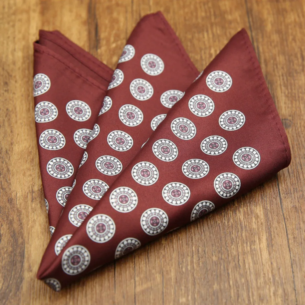 French New Oversized 27cm Mens Red Pocket Square Floral Paisley Print Handkerchief Wedding Party Tuxedo Accessories Groom Hanky