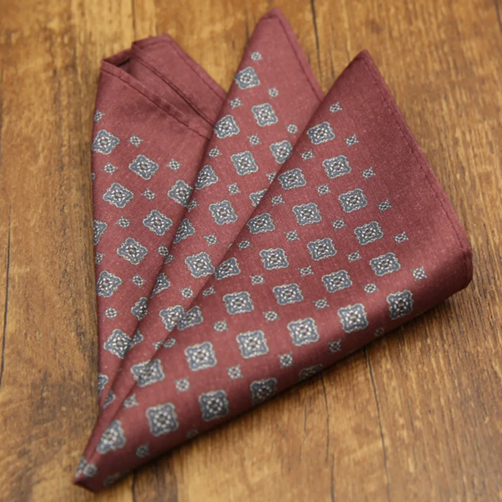 French New Oversized 27cm Mens Red Pocket Square Floral Paisley Print Handkerchief Wedding Party Tuxedo Accessories Groom Hanky