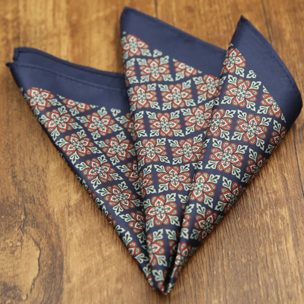 French New Oversized 27cm Mens Red Pocket Square Floral Paisley Print Handkerchief Wedding Party Tuxedo Accessories Groom Hanky