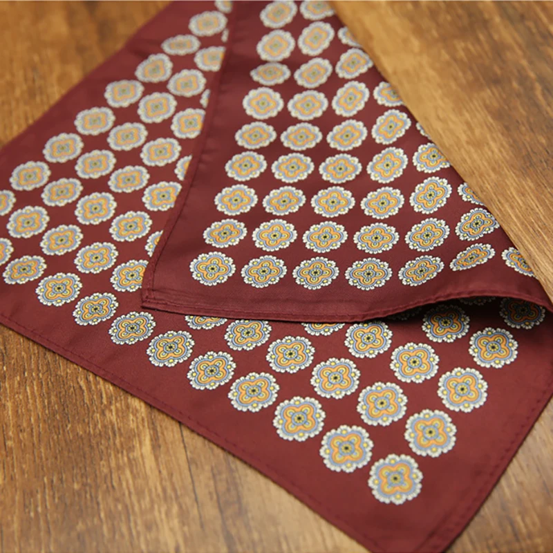 French New Oversized 27cm Mens Red Pocket Square Floral Paisley Print Handkerchief Wedding Party Tuxedo Accessories Groom Hanky