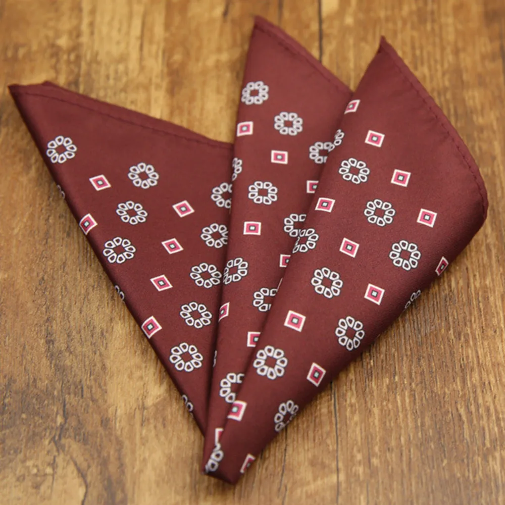 French New Oversized 27cm Mens Red Pocket Square Floral Paisley Print Handkerchief Wedding Party Tuxedo Accessories Groom Hanky