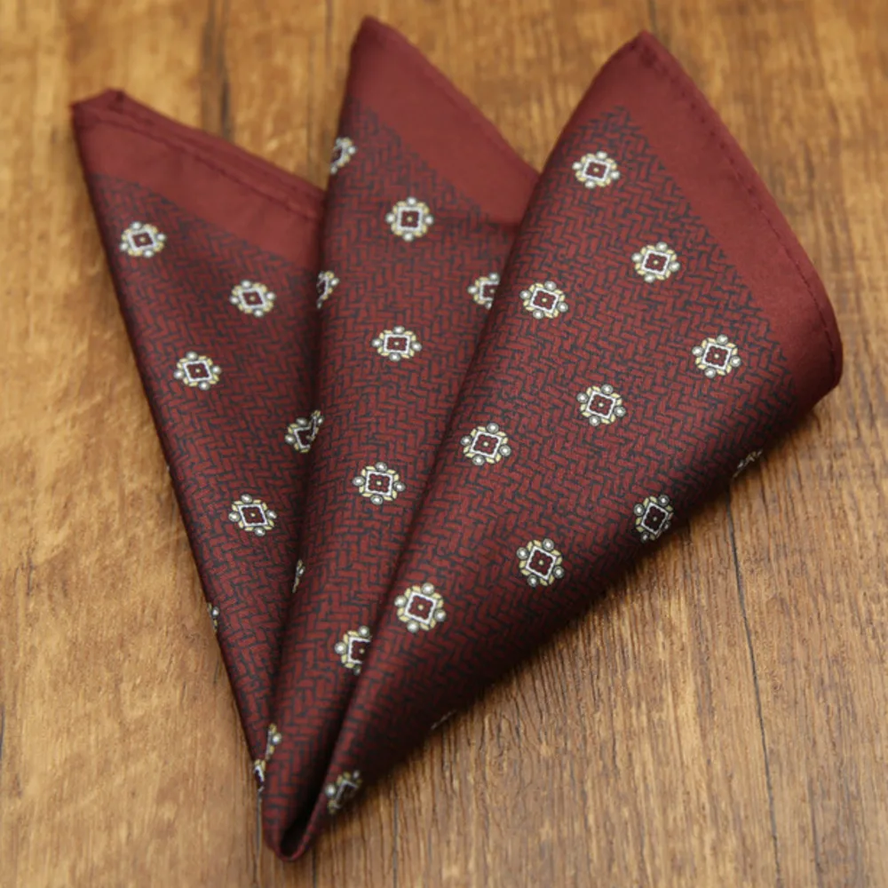 French New Oversized 27cm Mens Red Pocket Square Floral Paisley Print Handkerchief Wedding Party Tuxedo Accessories Groom Hanky