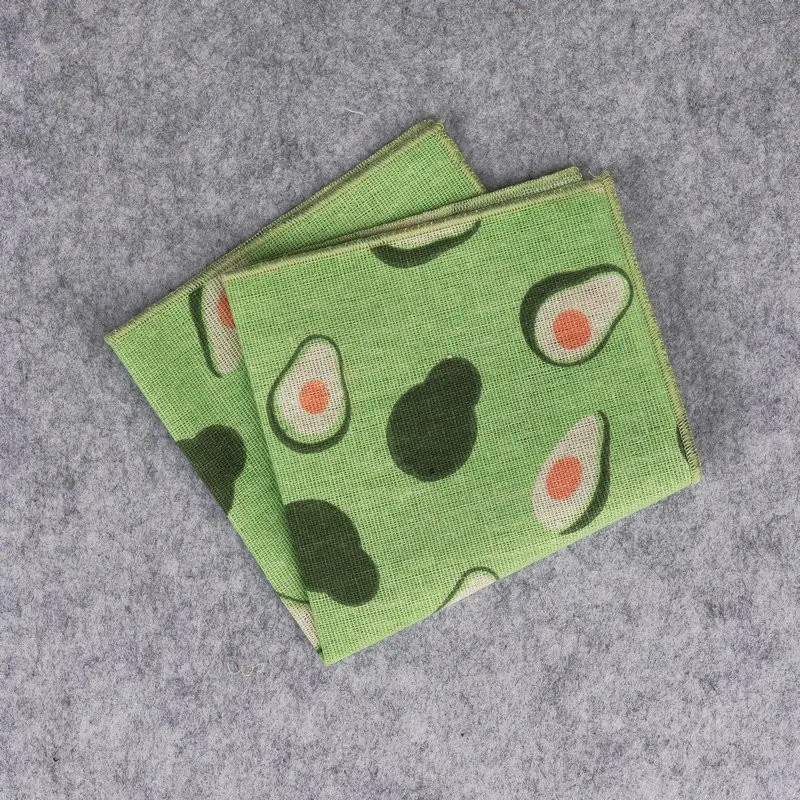 New Fruits Printed Pocket Square for Mens Fashion Linen Handkerchiefs Wedding Party Groom Suits Pocket Towel Beige Casual Hanky