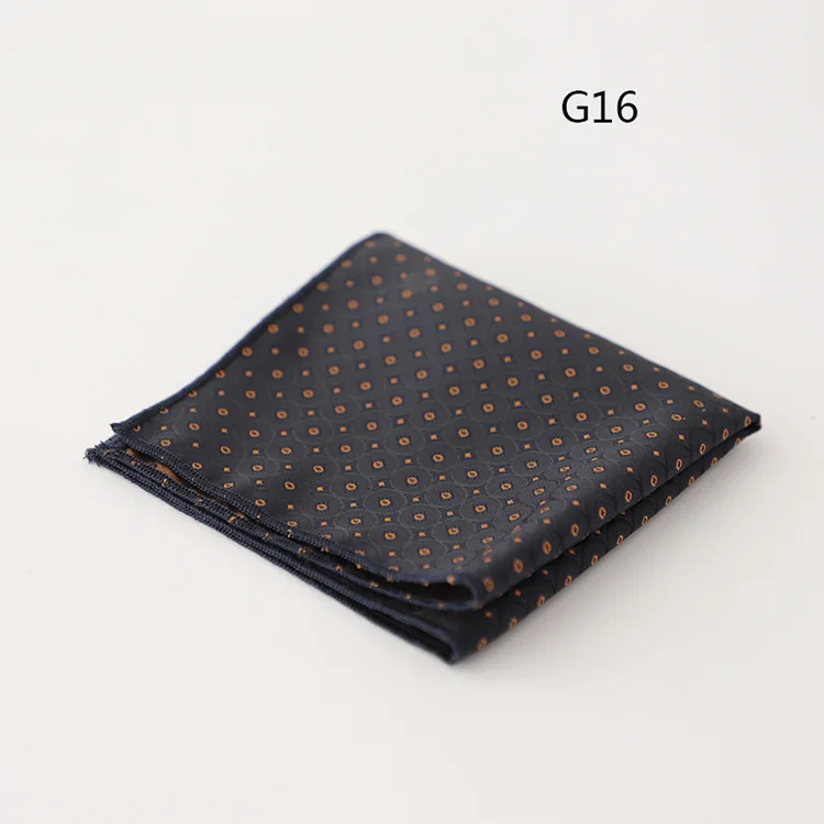 23cm Retro Luxury Men's Suit Pocket Square Digit Brown Flower Striped Handkerchief Silk Hanky Gentleman Towel Tuxedo Cravat Gift