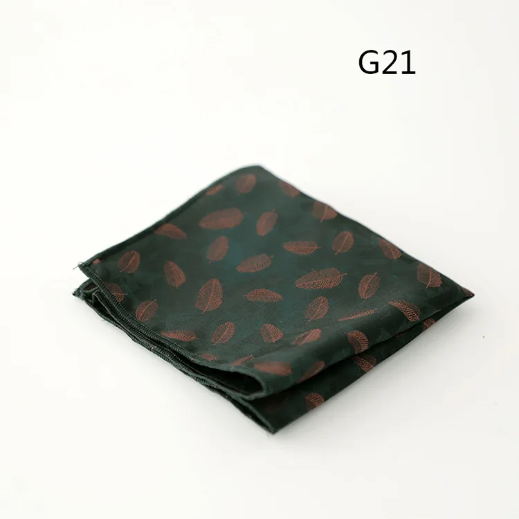 23cm Retro Luxury Men's Suit Pocket Square Digit Brown Flower Striped Handkerchief Silk Hanky Gentleman Towel Tuxedo Cravat Gift