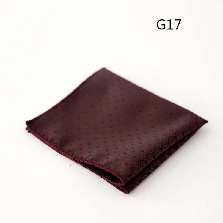 23cm Retro Luxury Men's Suit Pocket Square Digit Brown Flower Striped Handkerchief Silk Hanky Gentleman Towel Tuxedo Cravat Gift