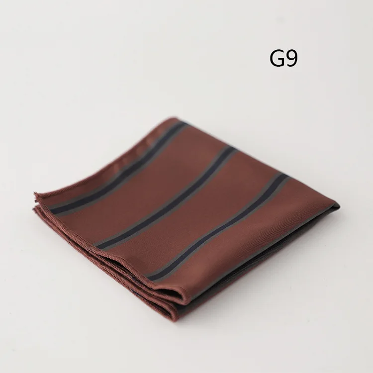 23cm Retro Luxury Men's Suit Pocket Square Digit Brown Flower Striped Handkerchief Silk Hanky Gentleman Towel Tuxedo Cravat Gift