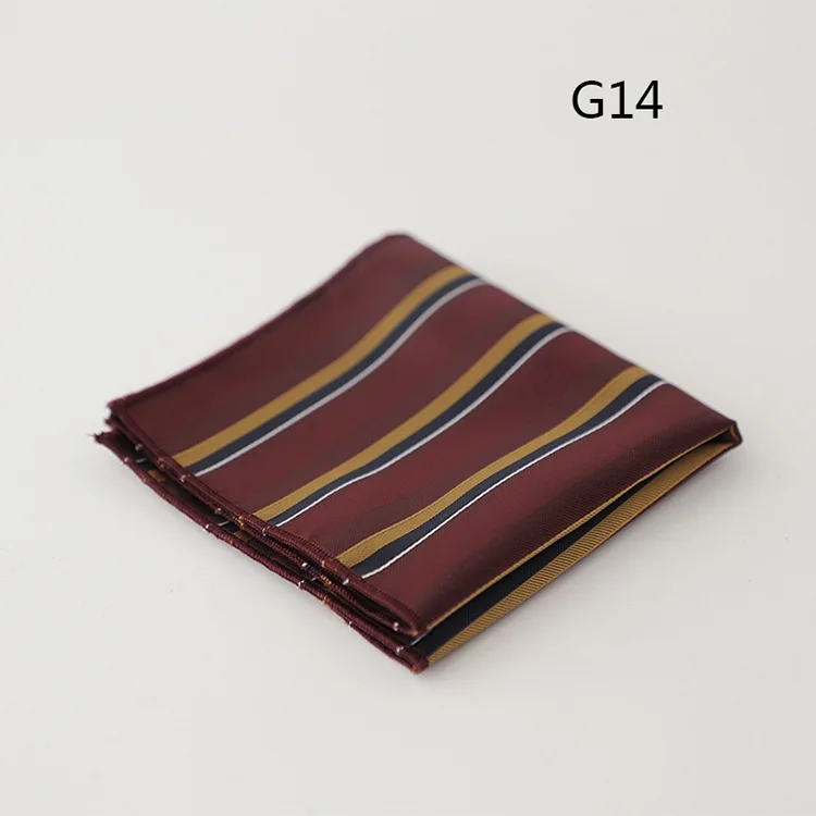 23cm Retro Luxury Men's Suit Pocket Square Digit Brown Flower Striped Handkerchief Silk Hanky Gentleman Towel Tuxedo Cravat Gift