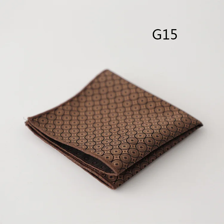 23cm Retro Luxury Men's Suit Pocket Square Digit Brown Flower Striped Handkerchief Silk Hanky Gentleman Towel Tuxedo Cravat Gift