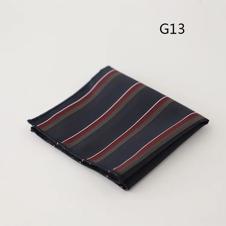 23cm Retro Luxury Men's Suit Pocket Square Digit Brown Flower Striped Handkerchief Silk Hanky Gentleman Towel Tuxedo Cravat Gift