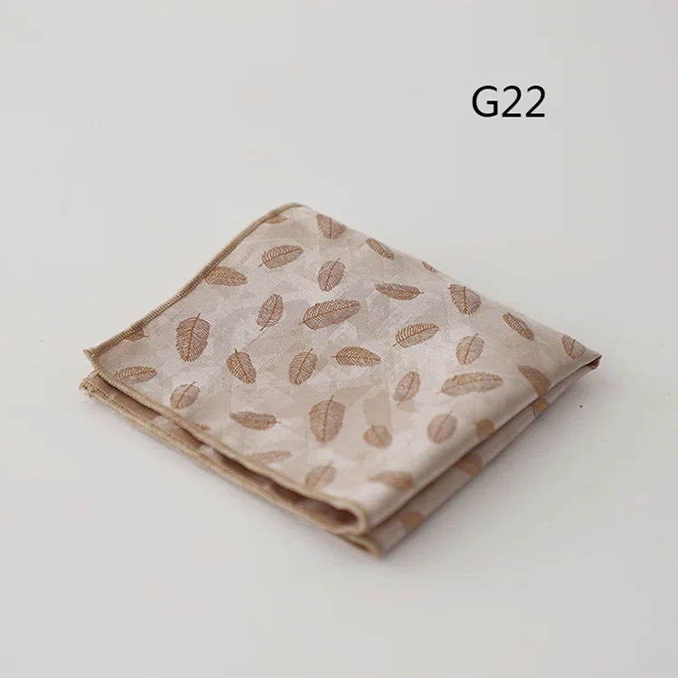 23cm Retro Luxury Men's Suit Pocket Square Digit Brown Flower Striped Handkerchief Silk Hanky Gentleman Towel Tuxedo Cravat Gift