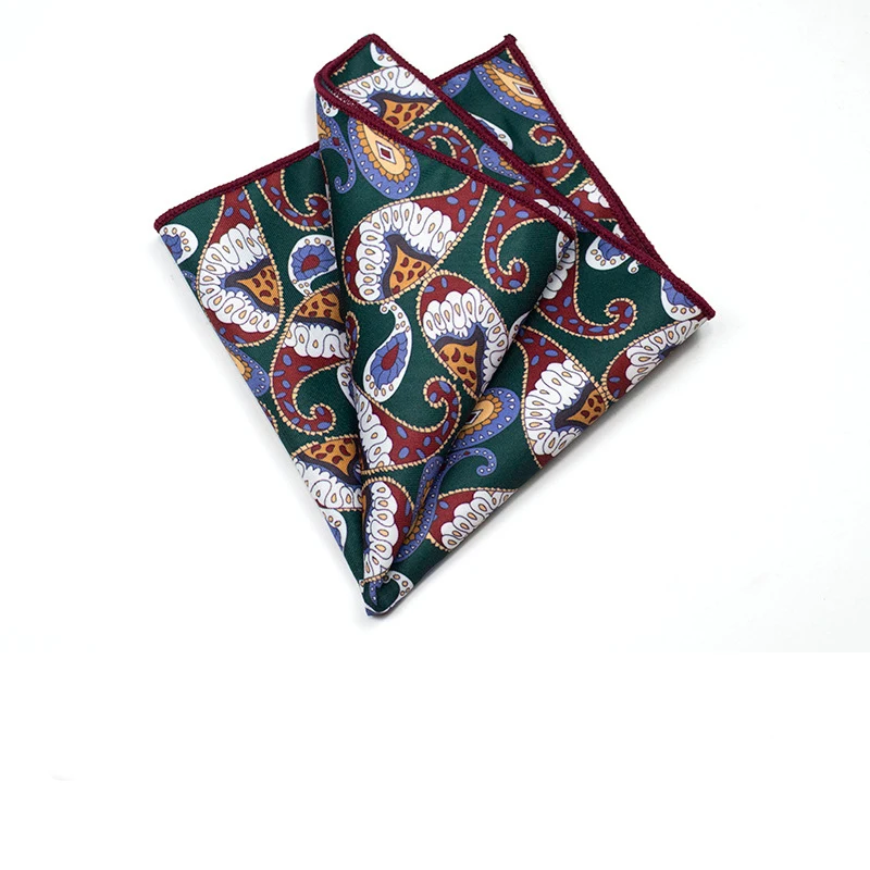 27cm Retro British Style Brown Pocket Square Animal Flower Printed Polyester Handkerchief For Men Towel Formal Suit Tuxedo Hanky