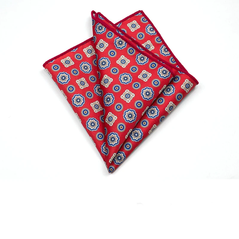 27cm Retro British Style Brown Pocket Square Animal Flower Printed Polyester Handkerchief For Men Towel Formal Suit Tuxedo Hanky