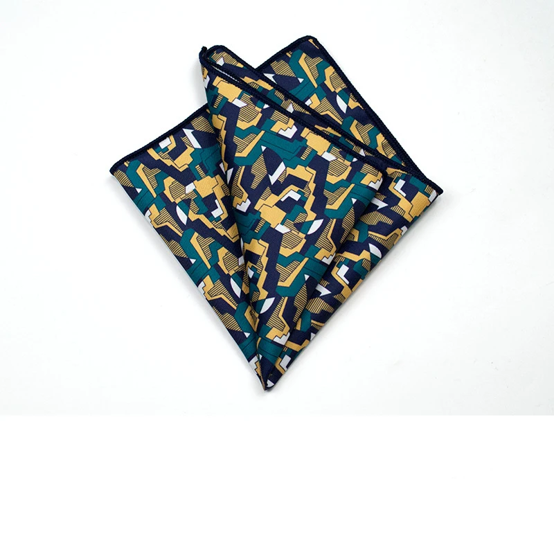 27cm Retro British Style Brown Pocket Square Animal Flower Printed Polyester Handkerchief For Men Towel Formal Suit Tuxedo Hanky
