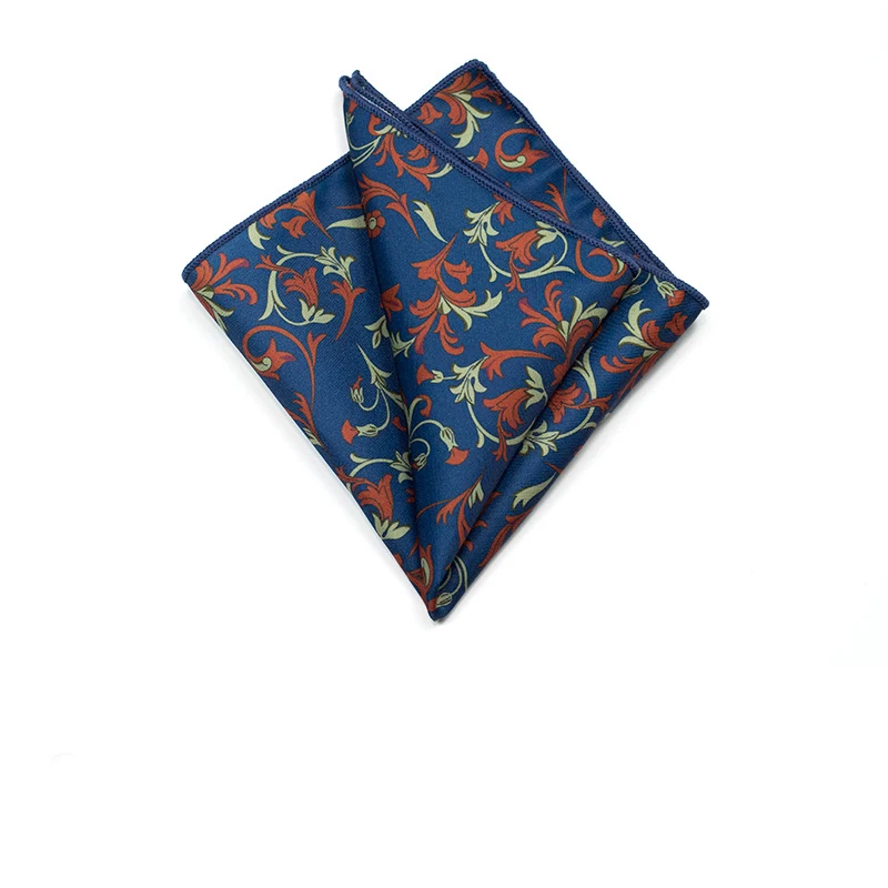 27cm Retro British Style Brown Pocket Square Animal Flower Printed Polyester Handkerchief For Men Towel Formal Suit Tuxedo Hanky