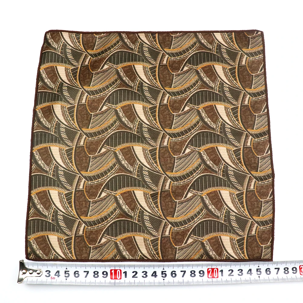 27cm Retro British Style Brown Pocket Square Animal Flower Printed Polyester Handkerchief For Men Towel Formal Suit Tuxedo Hanky