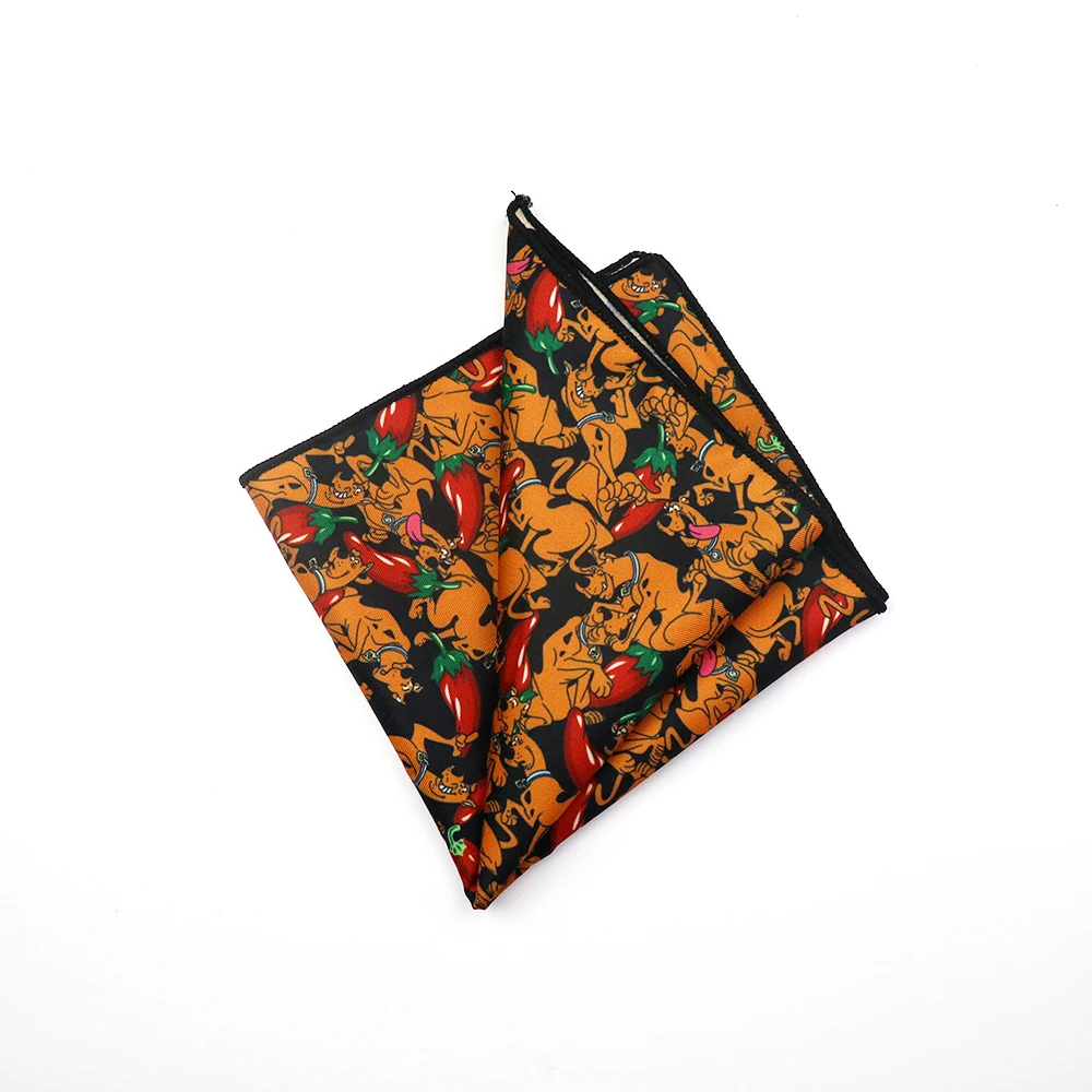 27cm Retro British Style Brown Pocket Square Animal Flower Printed Polyester Handkerchief For Men Towel Formal Suit Tuxedo Hanky