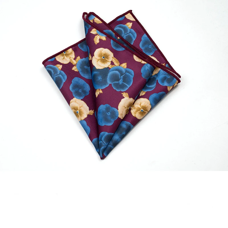 27cm Retro British Style Brown Pocket Square Animal Flower Printed Polyester Handkerchief For Men Towel Formal Suit Tuxedo Hanky