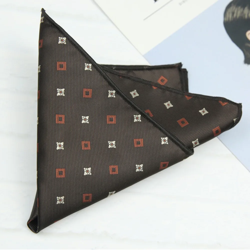 23cm Pocket Square Suit Dress Chest Scarf Men's Business Formal British Korean Style Light Gold Brown Color Handkerchief Hanky
