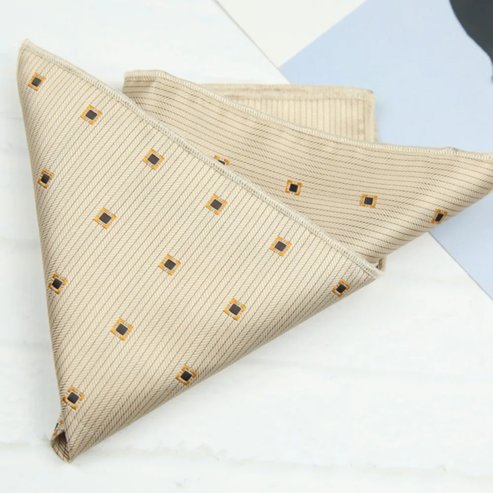 23cm Pocket Square Suit Dress Chest Scarf Men's Business Formal British Korean Style Light Gold Brown Color Handkerchief Hanky