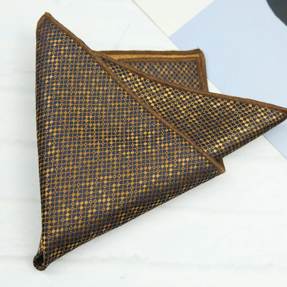 23cm Pocket Square Suit Dress Chest Scarf Men's Business Formal British Korean Style Light Gold Brown Color Handkerchief Hanky