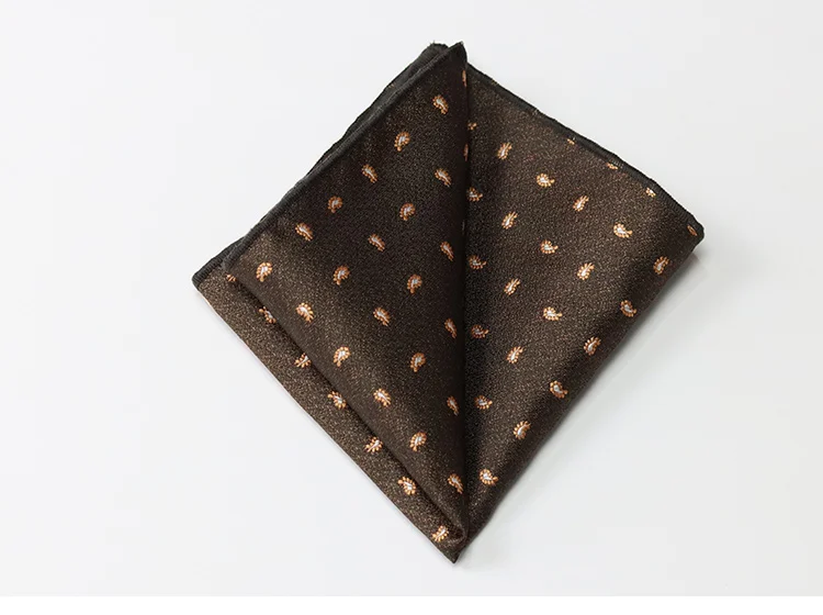 Brown Color Pocket Square For Men Adult Striped Paisley Floral Handkerchief Formal Dress Suit Accessory Navy Solid Hanky Cravat
