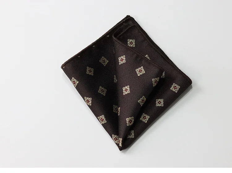Brown Color Pocket Square For Men Adult Striped Paisley Floral Handkerchief Formal Dress Suit Accessory Navy Solid Hanky Cravat