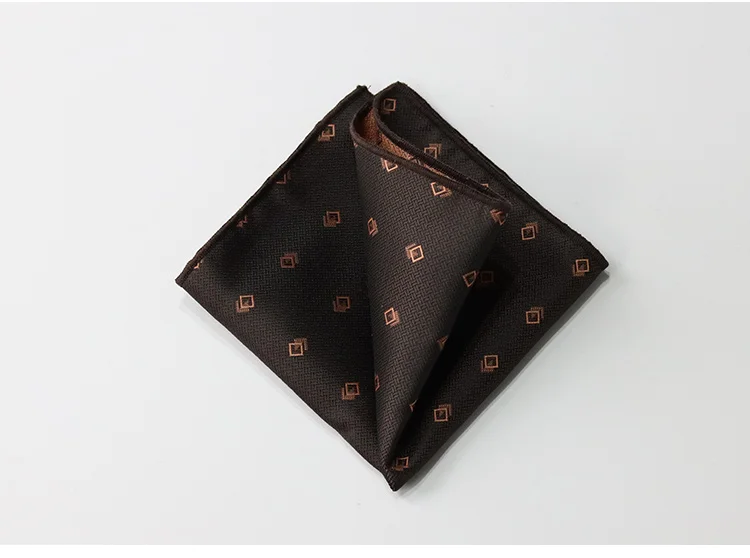Brown Color Pocket Square For Men Adult Striped Paisley Floral Handkerchief Formal Dress Suit Accessory Navy Solid Hanky Cravat
