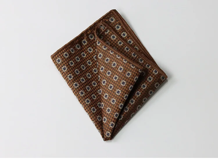 Brown Color Pocket Square For Men Adult Striped Paisley Floral Handkerchief Formal Dress Suit Accessory Navy Solid Hanky Cravat