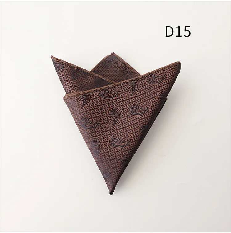 23cm New Luxury Spring Men's Pocket Square Paisley Graffiti Brown Color Handkerchief Tuxedo Suit Accessories Square Scarf Cravat