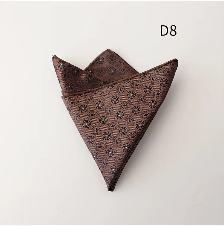 23cm New Luxury Spring Men's Pocket Square Paisley Graffiti Brown Color Handkerchief Tuxedo Suit Accessories Square Scarf Cravat