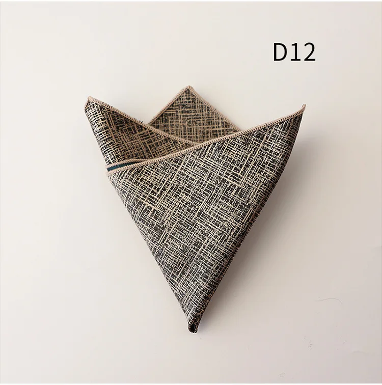 23cm New Luxury Spring Men's Pocket Square Paisley Graffiti Brown Color Handkerchief Tuxedo Suit Accessories Square Scarf Cravat