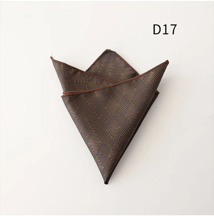 23cm New Luxury Spring Men's Pocket Square Paisley Graffiti Brown Color Handkerchief Tuxedo Suit Accessories Square Scarf Cravat