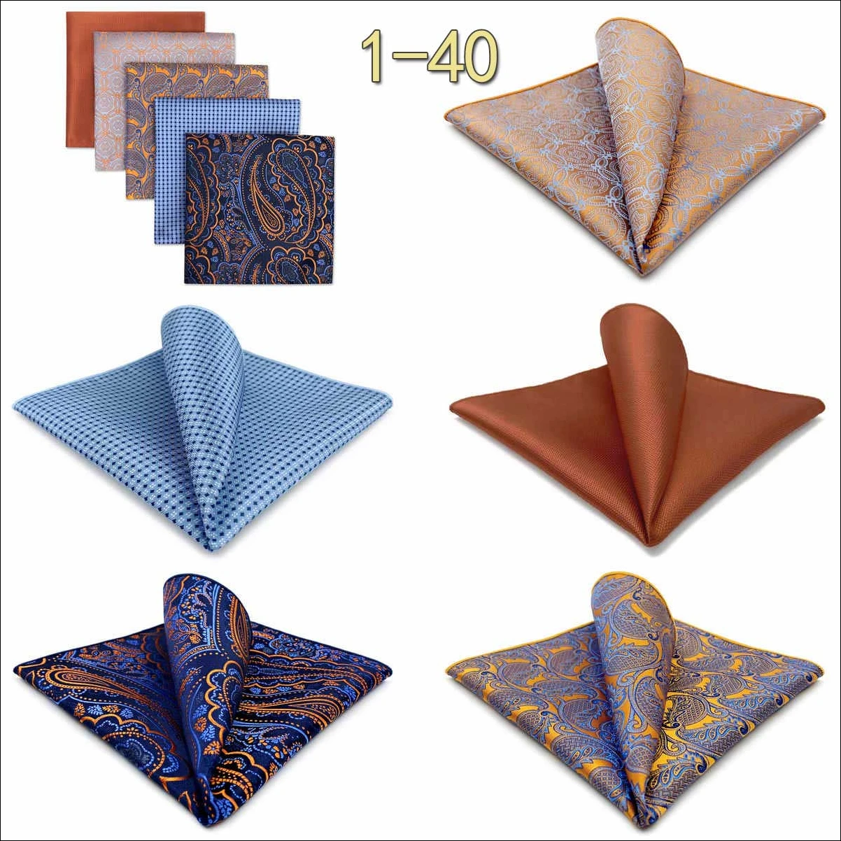 5 Pieces Mens Pocket Squares Set Party Wedding Gift Handkerchief Fashion Formal Bundle Hanky Luxury Unique