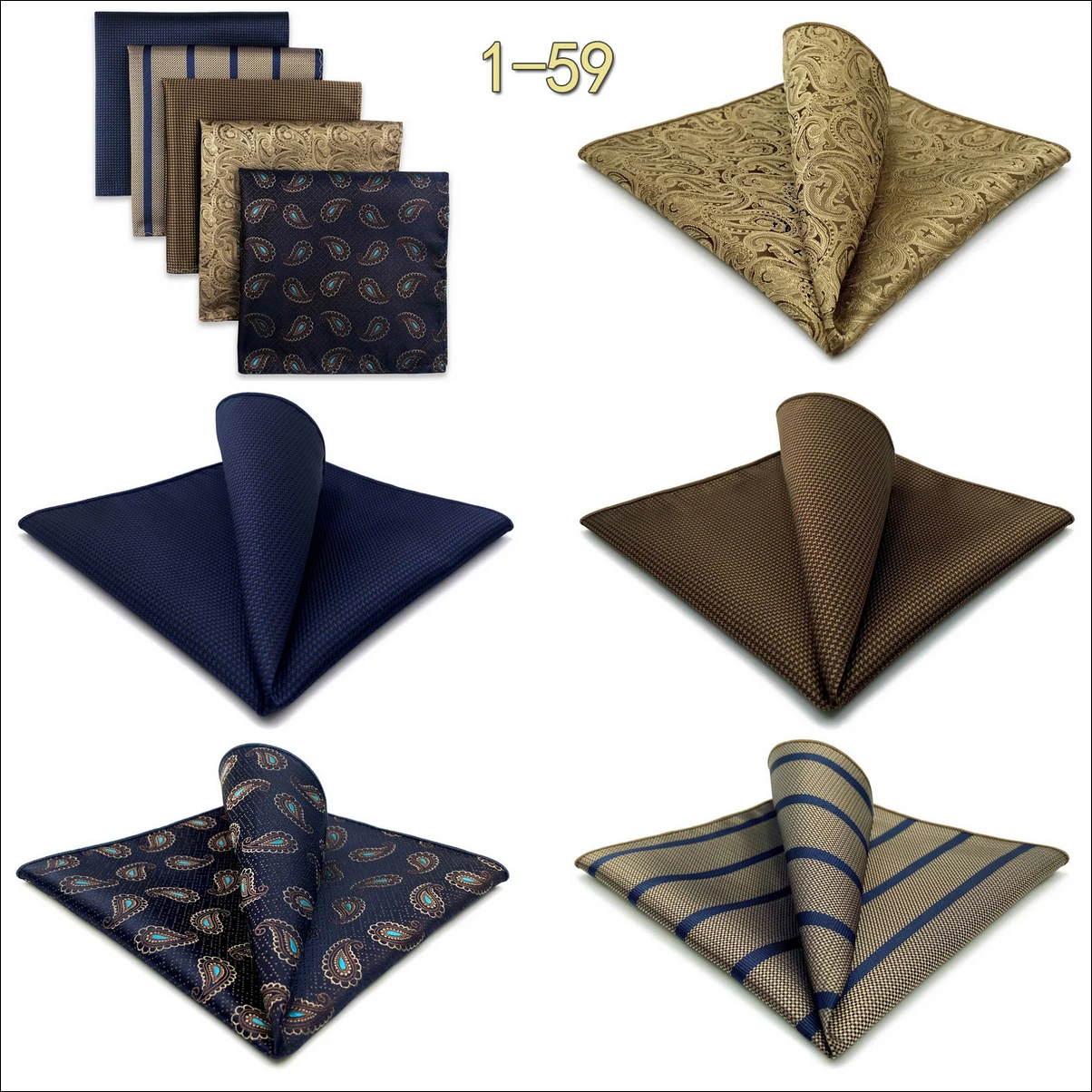 5 Pieces Mens Pocket Squares Set Party Wedding Gift Handkerchief Fashion Formal Bundle Hanky Luxury Unique